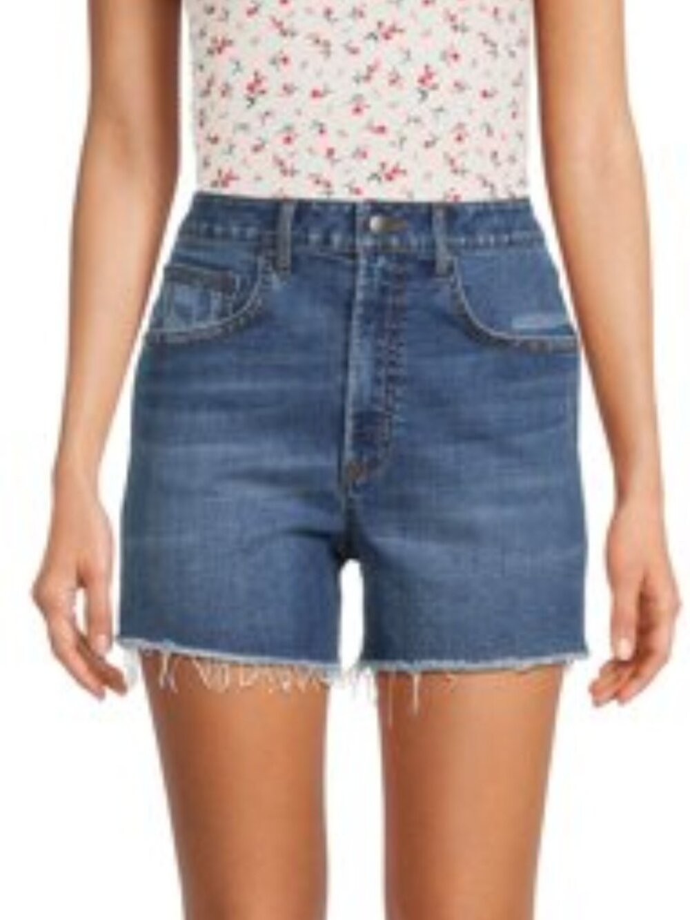 NEW Classic Cuttoff Retro High Waisted Zip Front Distressed Jean Shorts NWT